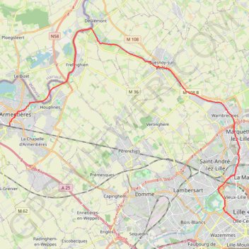 Itinéraire De la Lys à la Deûle, distance, dénivelé, altitude, carte, profil, trace GPS