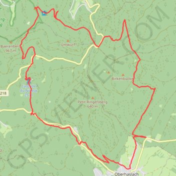 Itinéraire Maison forestière Haslach - Schneeberg - Nideck, distance, dénivelé, altitude, carte, profil, trace GPS