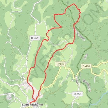 Itinéraire Les Prats de la Chau - Saint-Anthème, distance, dénivelé, altitude, carte, profil, trace GPS