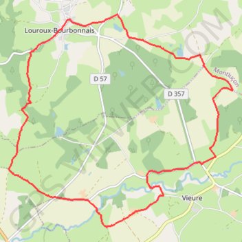 Itinéraire Louroux-Bourbonnais, gués et châteaux, distance, dénivelé, altitude, carte, profil, trace GPS