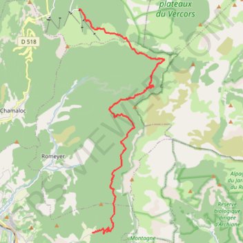 Itinéraire Col du Rousset - Abbaye de Valcroissant, distance, dénivelé, altitude, carte, profil, trace GPS