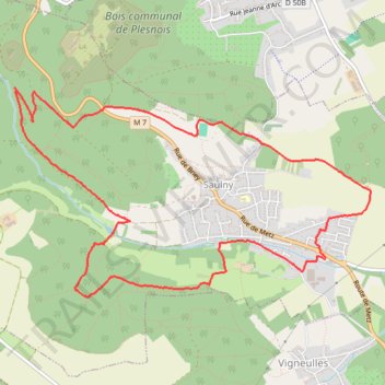 Itinéraire Saulny, salle polyvalente, distance, dénivelé, altitude, carte, profil, trace GPS