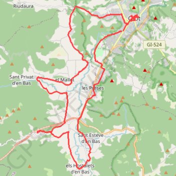 Itinéraire Autour d'Olot, distance, dénivelé, altitude, carte, profil, trace GPS