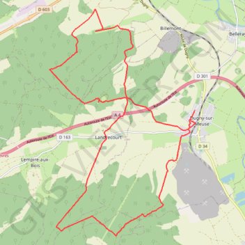 Itinéraire Parcours dugny sur meuse, distance, dénivelé, altitude, carte, profil, trace GPS