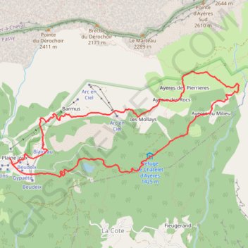 Itinéraire Tour des Ayères - Passy Plaine-Joux, distance, dénivelé, altitude, carte, profil, trace GPS