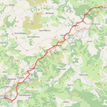 Itinéraire Compostelle Uhart Mixe-Saint Jean le vieux, distance, dénivelé, altitude, carte, profil, trace GPS