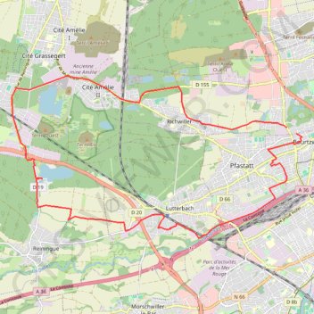 Itinéraire Mulhouse - Lutterbach - Reiningue - Richwiller - Mulhouse, distance, dénivelé, altitude, carte, profil, trace GPS
