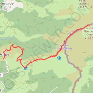 Itinéraire Luchon Artigue Pic de Bacanère, distance, dénivelé, altitude, carte, profil, trace GPS