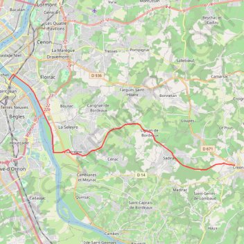 Itinéraire Bordeaux / Créon, distance, dénivelé, altitude, carte, profil, trace GPS