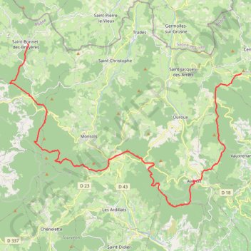 Itinéraire Ht Bojo Dép St Bonnet des Bruyères 67 Km Jour 2, distance, dénivelé, altitude, carte, profil, trace GPS