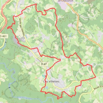 Itinéraire Autour des Villettes, distance, dénivelé, altitude, carte, profil, trace GPS