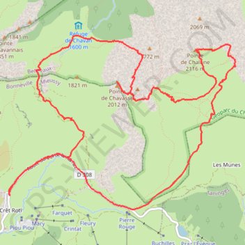Itinéraire Pointe de Chavasse et Pointe de Chalune depuis Sommand, distance, dénivelé, altitude, carte, profil, trace GPS