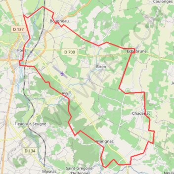Itinéraire Echebrune 2, distance, dénivelé, altitude, carte, profil, trace GPS