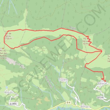 Itinéraire Pic de l'Arraing et pic de Sérau depuis Balacet, distance, dénivelé, altitude, carte, profil, trace GPS