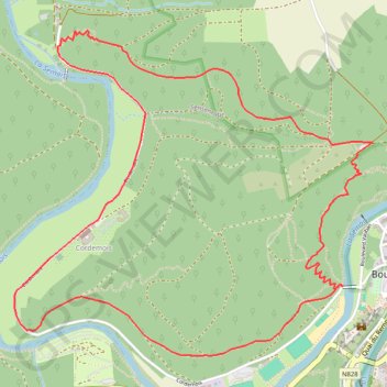 Itinéraire A pied, en dominant Bouillon, distance, dénivelé, altitude, carte, profil, trace GPS