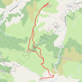 Itinéraire Néthé et Munhogaina depuis Hosta, distance, dénivelé, altitude, carte, profil, trace GPS