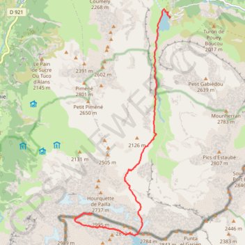 Itinéraire Astazou par les Gloriettes, distance, dénivelé, altitude, carte, profil, trace GPS