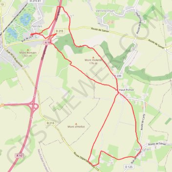 Itinéraire Mont Violette - Nesles, distance, dénivelé, altitude, carte, profil, trace GPS