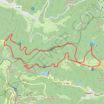 Itinéraire Ballon d'Alsace-Lac de Neuweiher, distance, dénivelé, altitude, carte, profil, trace GPS