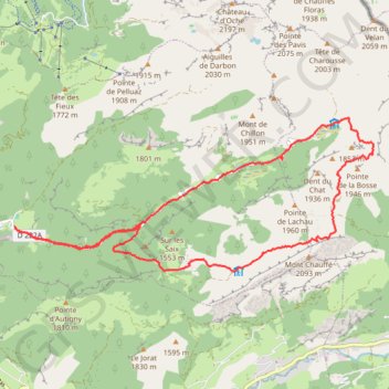 Itinéraire Pointe de Lachau, distance, dénivelé, altitude, carte, profil, trace GPS