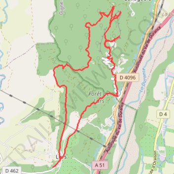 Itinéraire Lurs-Vilevieille-Prieuré de Ganagobie_1, distance, dénivelé, altitude, carte, profil, trace GPS
