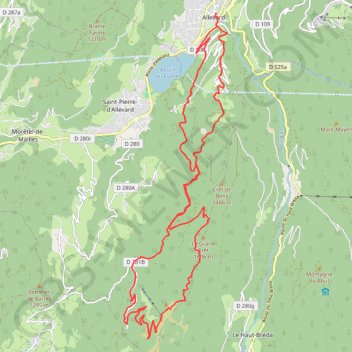 Itinéraire Allevard - Le Crêt du Poulet, distance, dénivelé, altitude, carte, profil, trace GPS