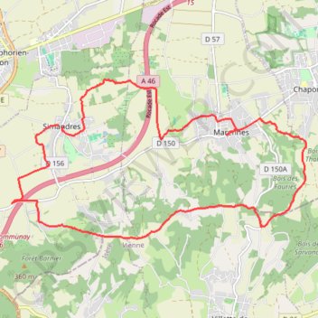 Itinéraire Randonnée Simandres, distance, dénivelé, altitude, carte, profil, trace GPS