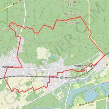 Itinéraire Montigny sur Loing, distance, dénivelé, altitude, carte, profil, trace GPS