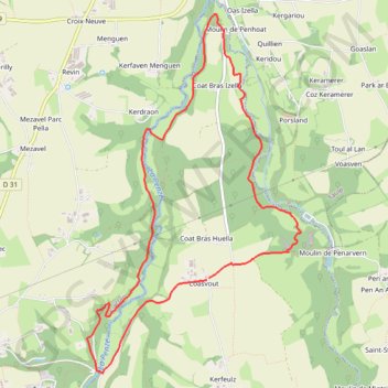 Itinéraire Penhoat, distance, dénivelé, altitude, carte, profil, trace GPS