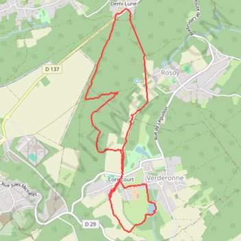 Itinéraire Randonnée de Rosoy à Verderonne, distance, dénivelé, altitude, carte, profil, trace GPS