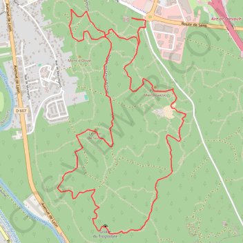Itinéraire Le Rocher Vert à Nemours, distance, dénivelé, altitude, carte, profil, trace GPS