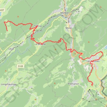 Itinéraire Haut-Jura - Prémanon - Château des Près, distance, dénivelé, altitude, carte, profil, trace GPS
