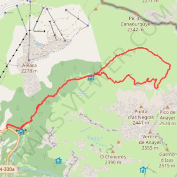 Itinéraire Sommet 2173 et Lac N d'Anayet ou Balsas de las Negras depuis le Pkg Anglasé, distance, dénivelé, altitude, carte, profil, trace GPS