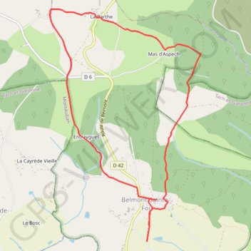 Itinéraire Le Mas d'Aspech, distance, dénivelé, altitude, carte, profil, trace GPS