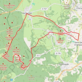 Itinéraire SAINT GENES CHAMPANELLE, distance, dénivelé, altitude, carte, profil, trace GPS