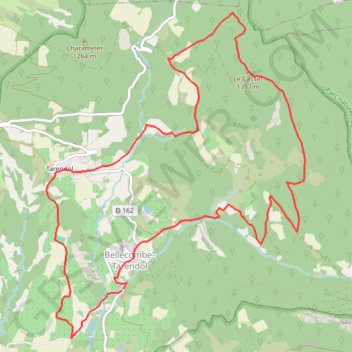 Itinéraire Bellecombe Tarendol - Rocher du Banc, distance, dénivelé, altitude, carte, profil, trace GPS