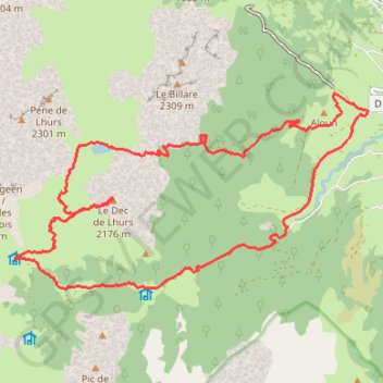 Itinéraire Dec-de-Lhurs, distance, dénivelé, altitude, carte, profil, trace GPS
