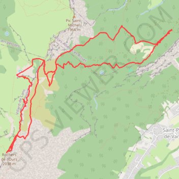 Itinéraire Pierre Vivari - Rochers de l'Ours depuis Saint Ange (Vercors), distance, dénivelé, altitude, carte, profil, trace GPS