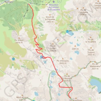 Itinéraire Pic de Néouvielle depuis la Glère, distance, dénivelé, altitude, carte, profil, trace GPS