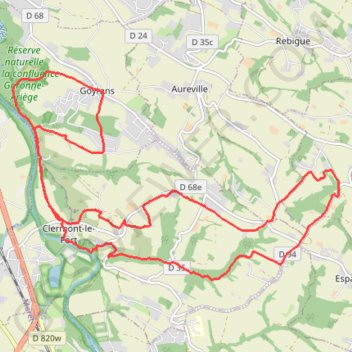 Itinéraire Goyrans - Clermont-le-Fort, distance, dénivelé, altitude, carte, profil, trace GPS