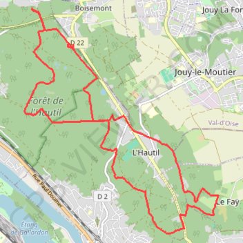 Itinéraire Balade dans l'hautil, distance, dénivelé, altitude, carte, profil, trace GPS