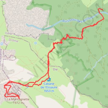 Itinéraire La Montagnette, distance, dénivelé, altitude, carte, profil, trace GPS