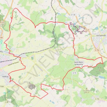Itinéraire Les Herbiers - Chaffaud - Puy du Fou - Jarries, distance, dénivelé, altitude, carte, profil, trace GPS