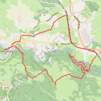 Itinéraire Rocamadour, distance, dénivelé, altitude, carte, profil, trace GPS