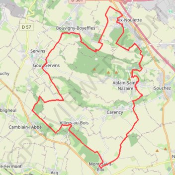 Itinéraire Les collines de l'Artois, distance, dénivelé, altitude, carte, profil, trace GPS