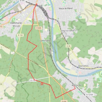 Itinéraire De Bois-le-Roi à Melun, distance, dénivelé, altitude, carte, profil, trace GPS