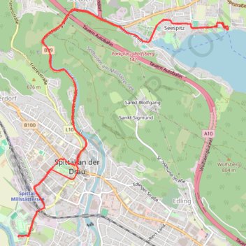 Itinéraire Spittal an der Drau Millstättersee, distance, dénivelé, altitude, carte, profil, trace GPS