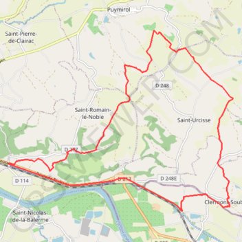 Itinéraire Clermont-Soubiran, des coteaux du Pays de Serres au Canal de Garonne - Pays de l'Agenais, distance, dénivelé, altitude, carte, profil, trace GPS