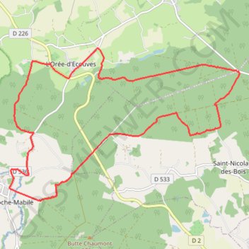 Itinéraire Au fil des chemins d'Ecouves - La Roche Mabile-Livaie, distance, dénivelé, altitude, carte, profil, trace GPS