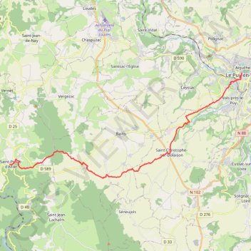 Itinéraire Puy-en-Velay - Saint-Privat-d'Allier - Chemin de Compostelle, distance, dénivelé, altitude, carte, profil, trace GPS